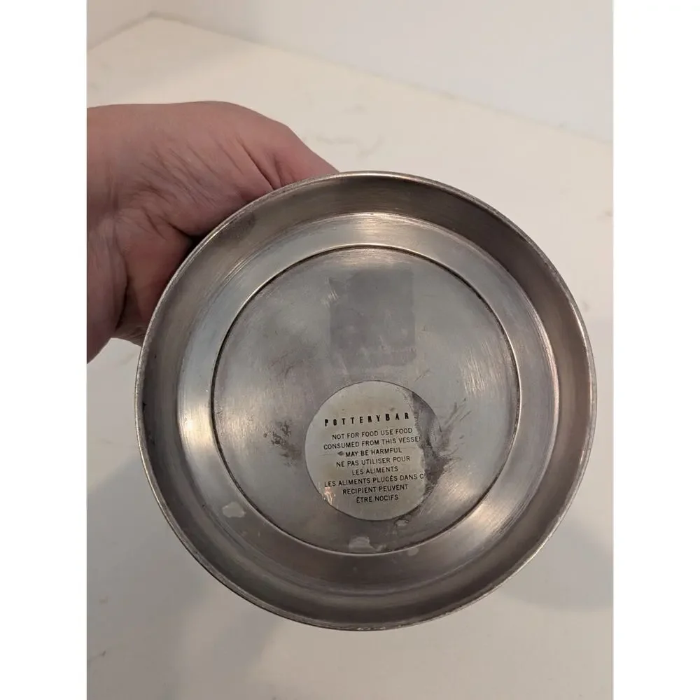 Pottery Barn Pewter Wine Bottle Holder Coaster Grape Leaf Motif,Italian Decor